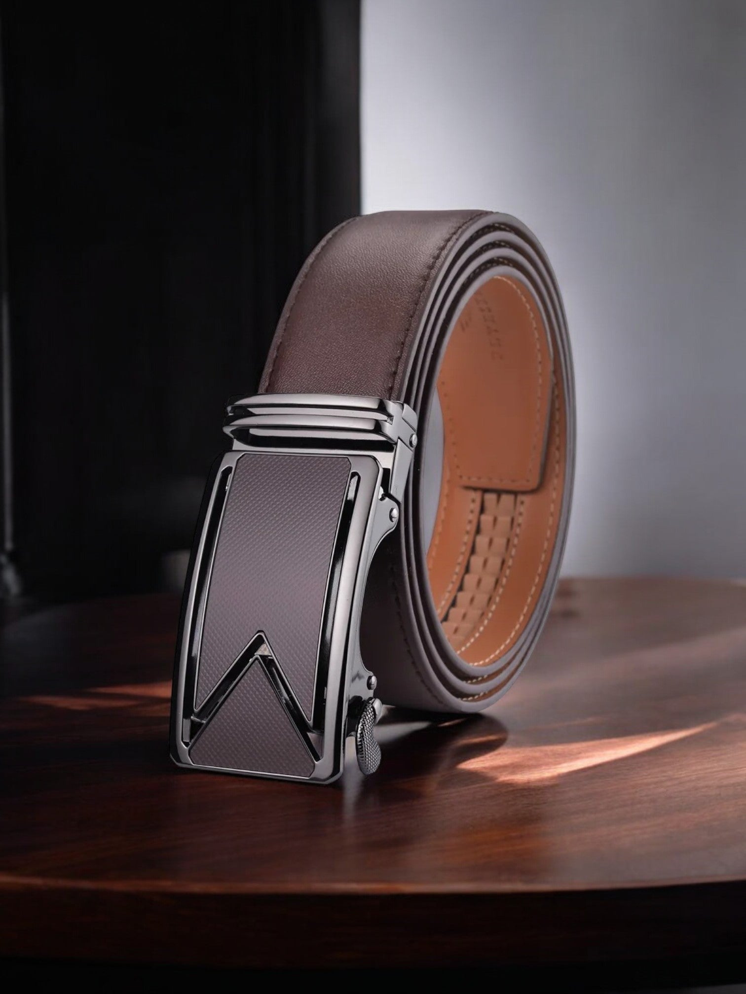 Silver & Brown Men's Belt