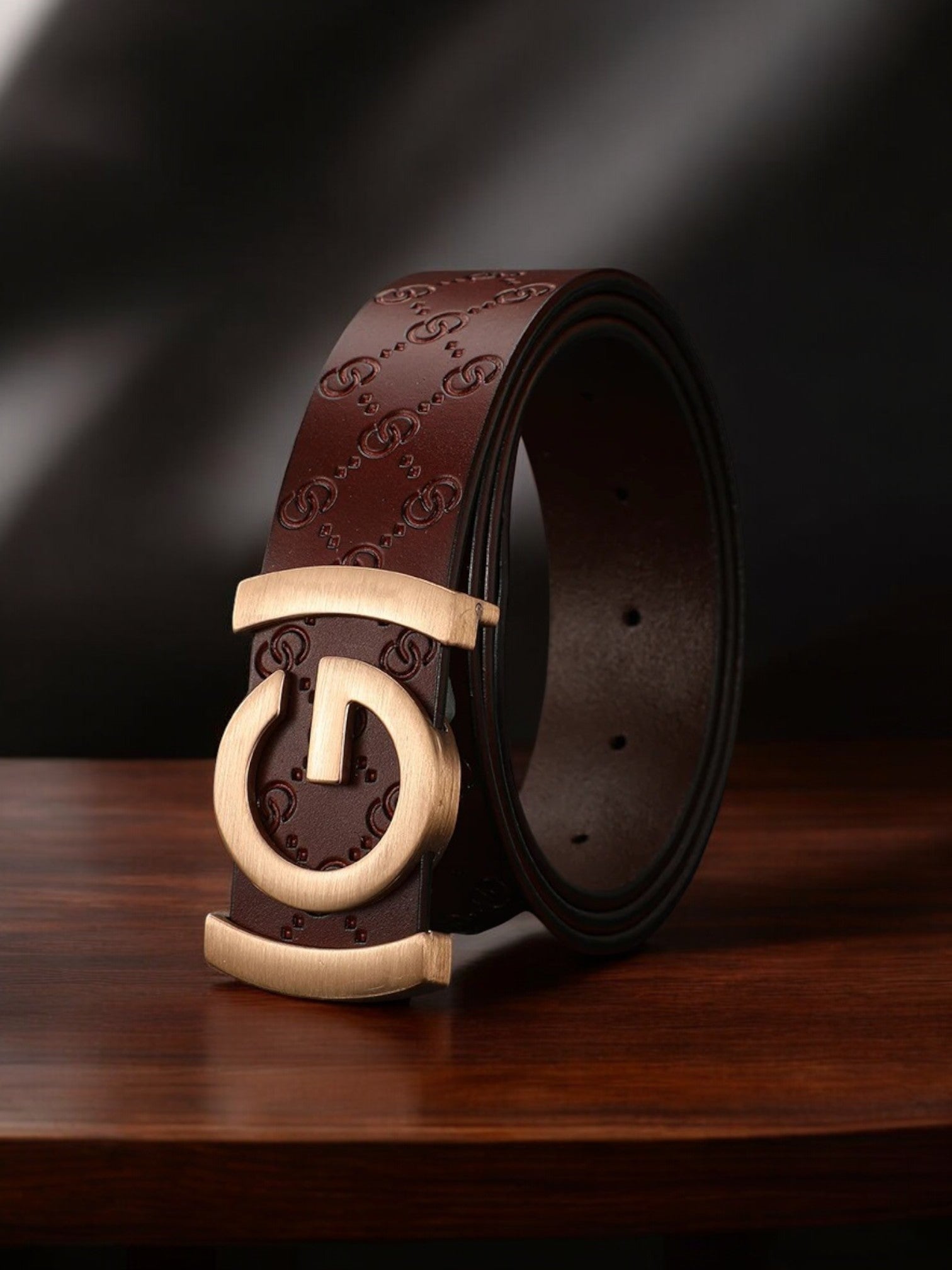 Golden G Brown Pattern Men's Belt