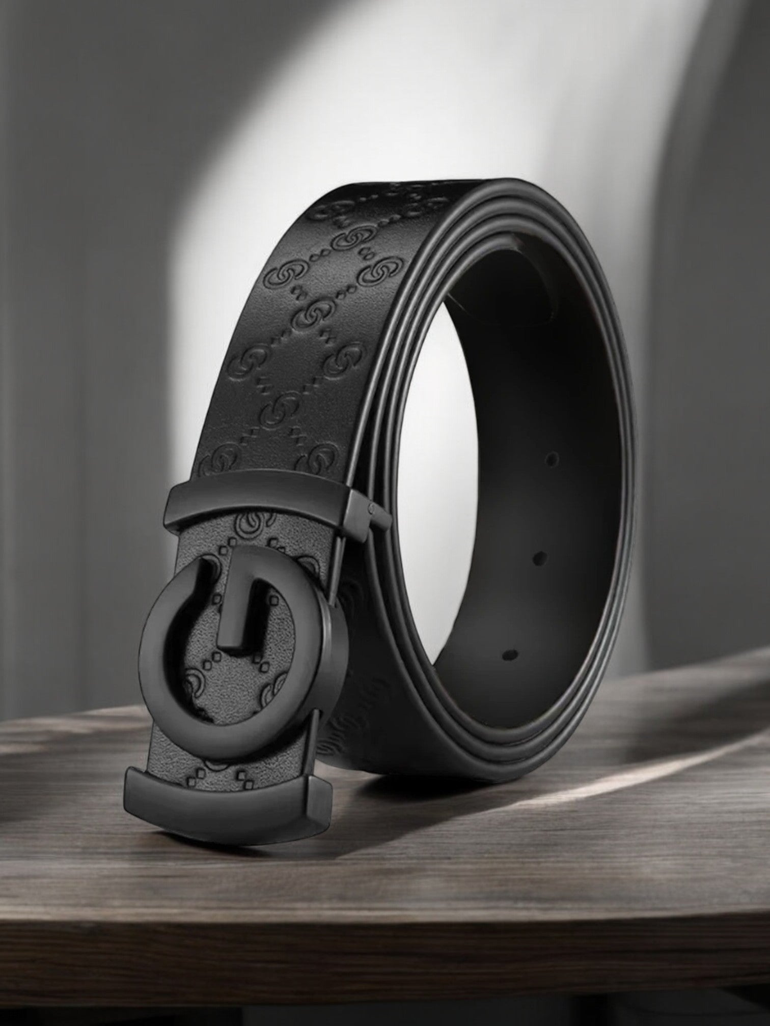 Jet Black G Pattern Men's Belt